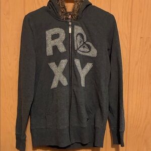 Roxy Charcoal Hoodie with Fur-Lined Hood